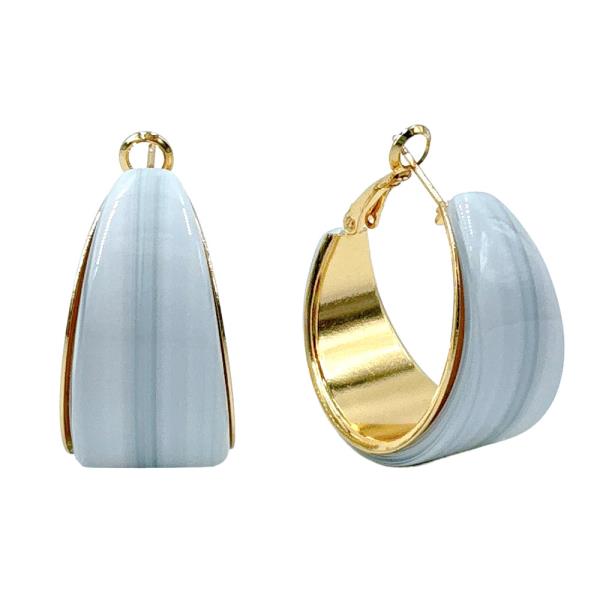 14K GOLD DIPPED MARBLE RESIN HOOP EARRINGS