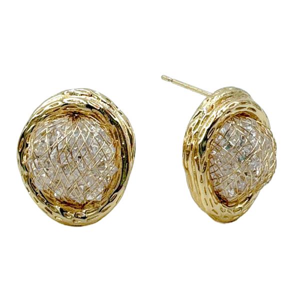 14K GOLD/WHITE GOLD DIPPED OVAL WIRE STUD EARRINGS