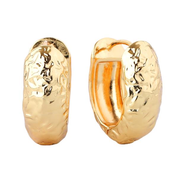 14K GOLD/WHITE GOLD DIPPED HAMMERED DOME HOOP EARRINGS