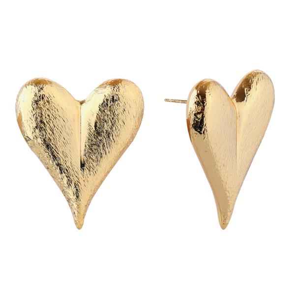 14K GOLD/WHITE GOLD DIPPED MATTE HEART STUD EARRINGS
