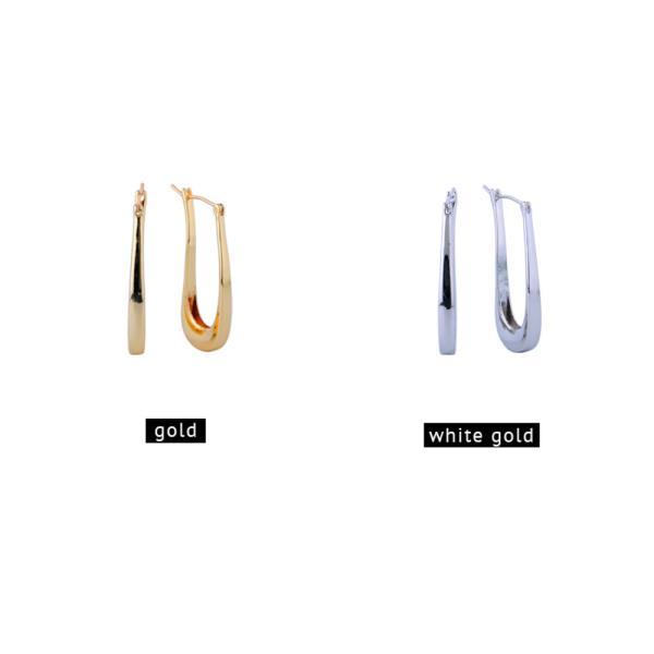 14K GOLD/WHITE GOLD DIPPED SLIM U HOOP EARRINGS