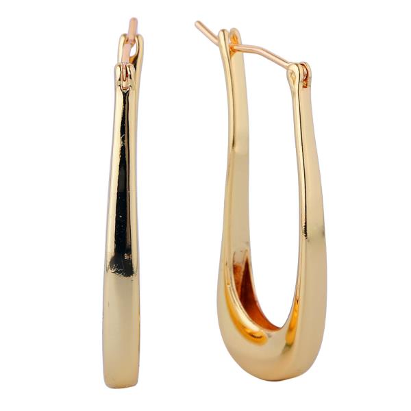 14K GOLD/WHITE GOLD DIPPED SLIM U HOOP EARRINGS