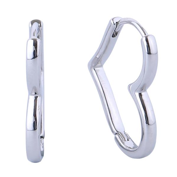 14K GOLD/WHITE GOLD DIPPED HEART LOOP HOOP EARRINGS