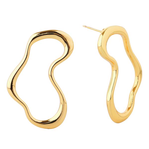 14K GOLD/WHITE GOLD DIPPED FREEFORM LOOP EARRINGS