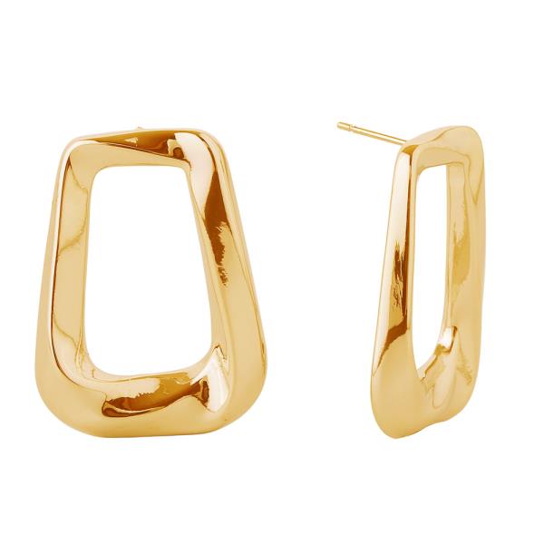 14K GOLD/WHITE GOLD DIPPED SOFT SOUARE HOOP EARRINGS