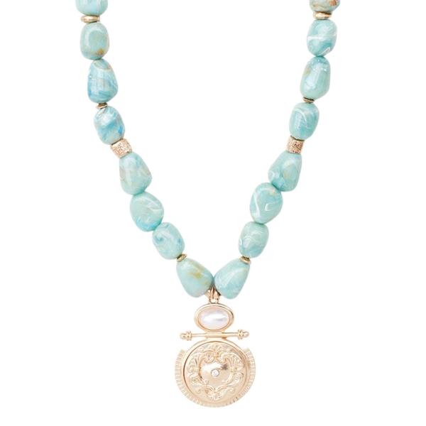 COIN PENDANT BEADED NECKLACE