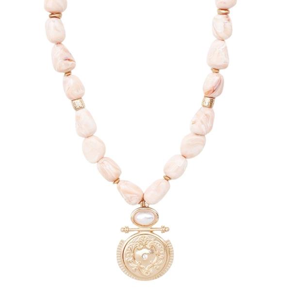 COIN PENDANT BEADED NECKLACE