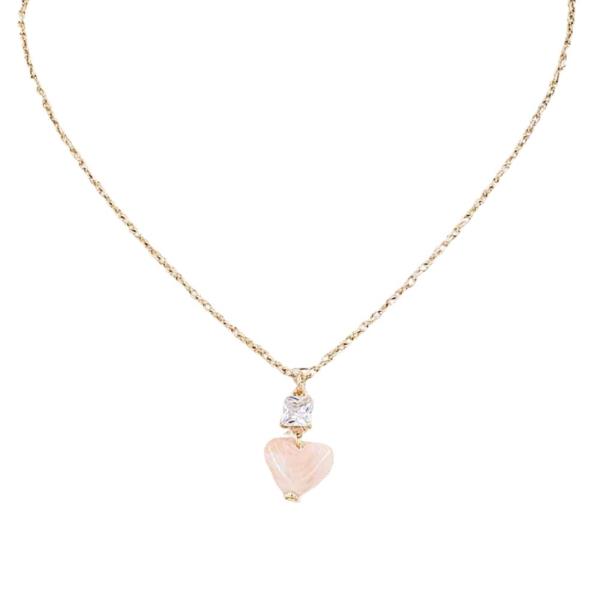 HEART STONE PENDANT NECKLACE