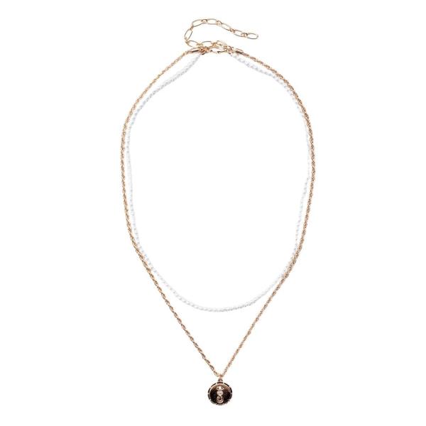 LAYERED CHAIN COIN PENDANT NECKLACE