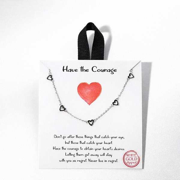 18K GOLD DIPPED HAVE THE COURAGE TO FIVE OPEN HEART NECKLACE