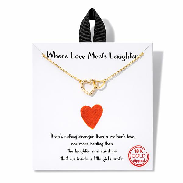 18K GOLD DIPPED WHERE LOVE MEETS LAUGHTER HEART NECKLACE