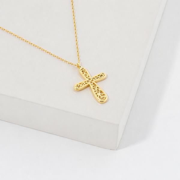 18K GOLD DIPPED PHILIPPIANS 4:13 CROSS PENDANT NECKLACE