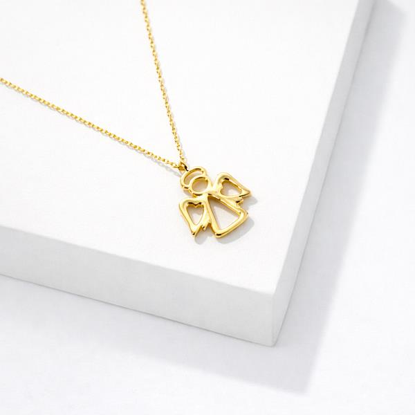 18K GOLD ANGELS BLESSING ANGEL PENDANT NECKLACE
