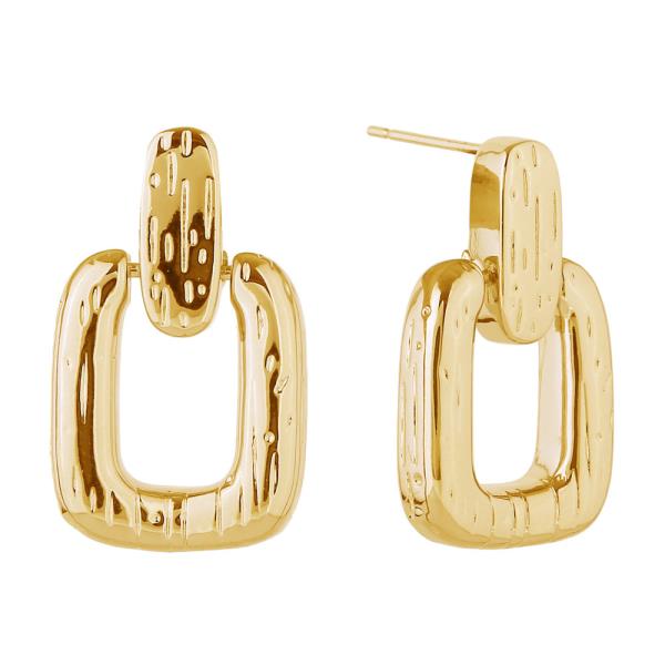 14K GOLD DIPPED SQUARE LINK DROP EARRINGS