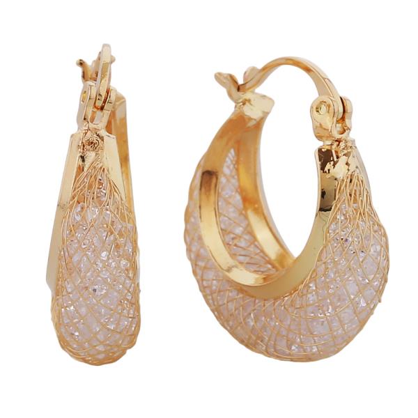 14K GOLD DIPPED MESH TEARDROP PINCATCH EARRINGS