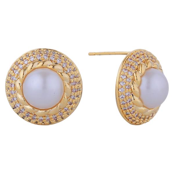 14K GOLD DIPPED PEARL TWIST STUD EARRINGS