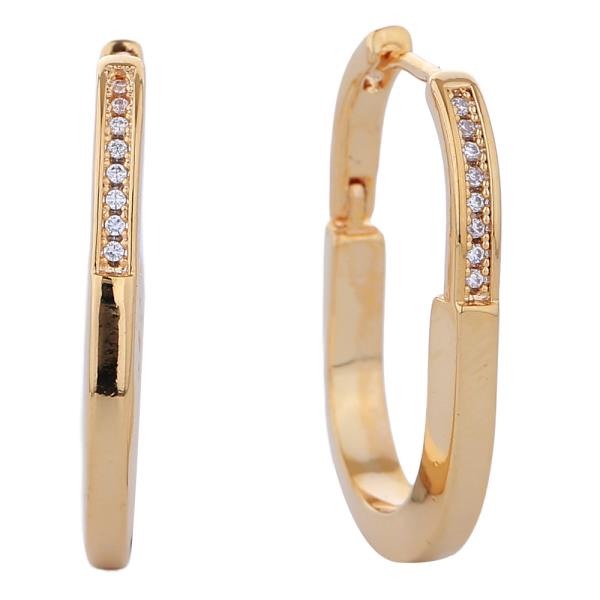 14K GOLD/WHITE GOLD DIPPED PINK LINE HUGGIE EARRINGS