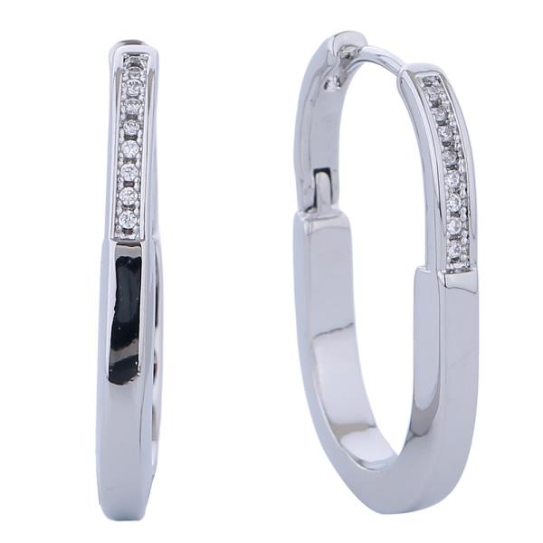 14K GOLD/WHITE GOLD DIPPED PINK LINE HUGGIE EARRINGS