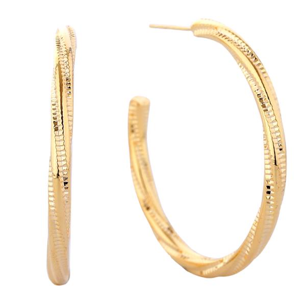 14K GOLD/WHITE GOLD DIPPED MINI TWIST HOOP EARRINGS