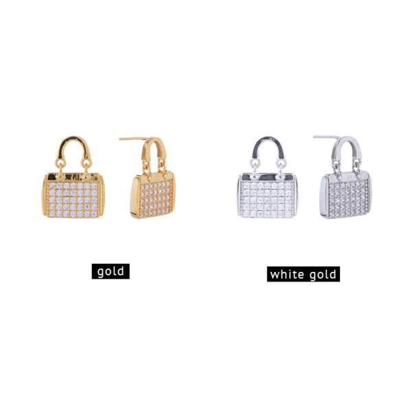 14K GOLD/WHITE GOLD DIPPED BAG DROP EARRINGS