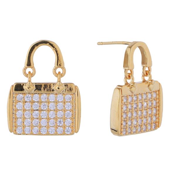 14K GOLD/WHITE GOLD DIPPED BAG DROP EARRINGS