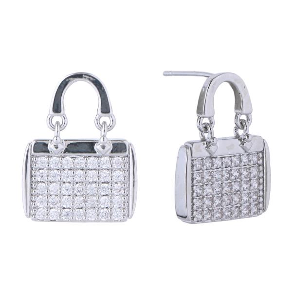 14K GOLD/WHITE GOLD DIPPED BAG DROP EARRINGS
