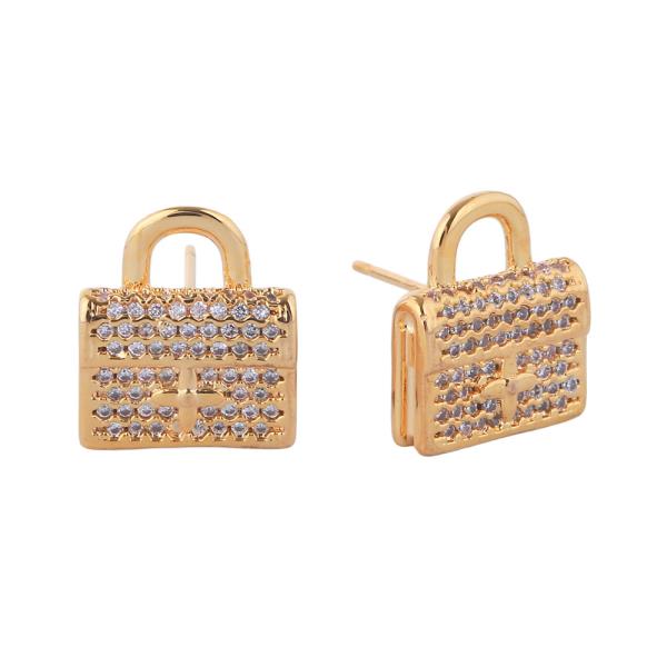 14K GOLD/WHITE GOLD DIPPED BAG STUD EARRINGS