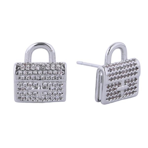 14K GOLD/WHITE GOLD DIPPED BAG STUD EARRINGS