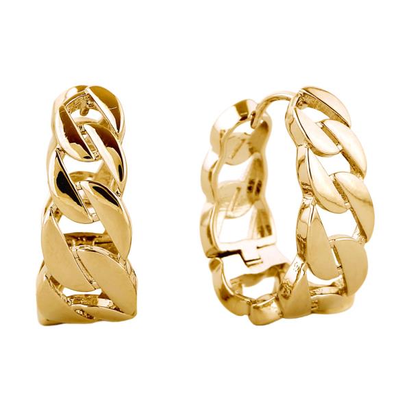 14K GOLD/WHITE GOLD DIPPED CHAIN LINK HOOP EARRINGS