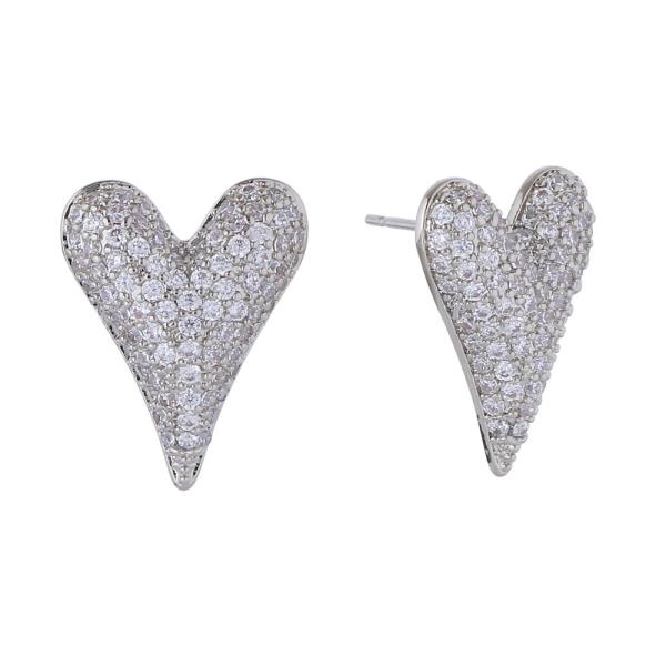 14K GOLD/WHITE GOLD DIPPED ASYMMETRIC HEART STUD EARRINGS