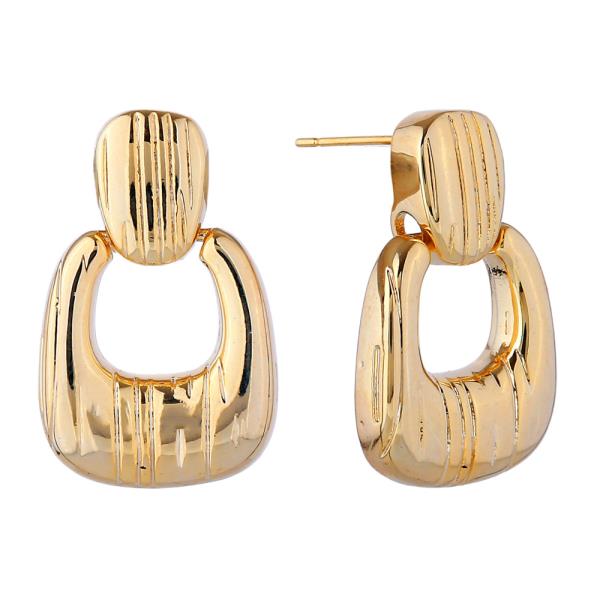 14K GOLD/WHITE GOLD DIPPED SCULPT HOOP EARRINGS