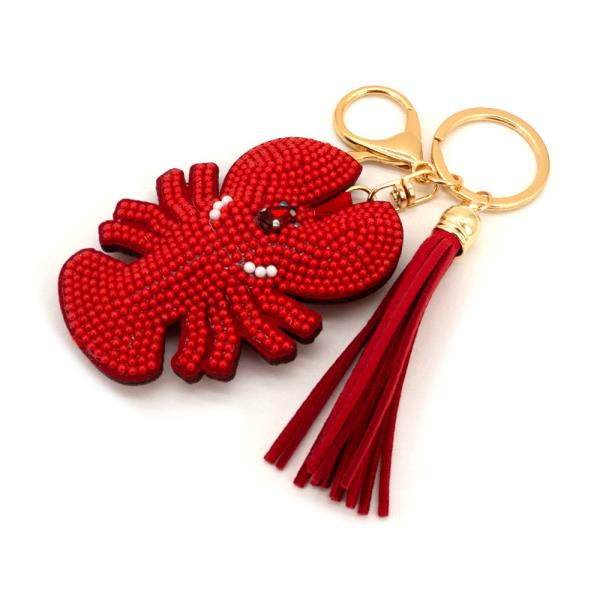 SEED BEAD LOBSTER TASSEL BAG CHARM KEYCHAIN