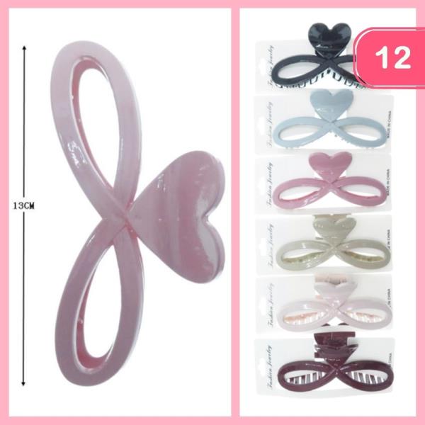 BOW HEART HAIR CLIP (12 UNITS)