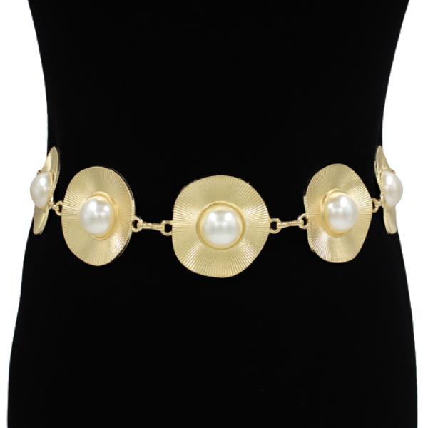 PEARL DISC LINK METAL CHAIN BELT