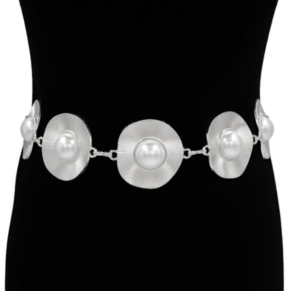 PEARL DISC LINK METAL CHAIN BELT