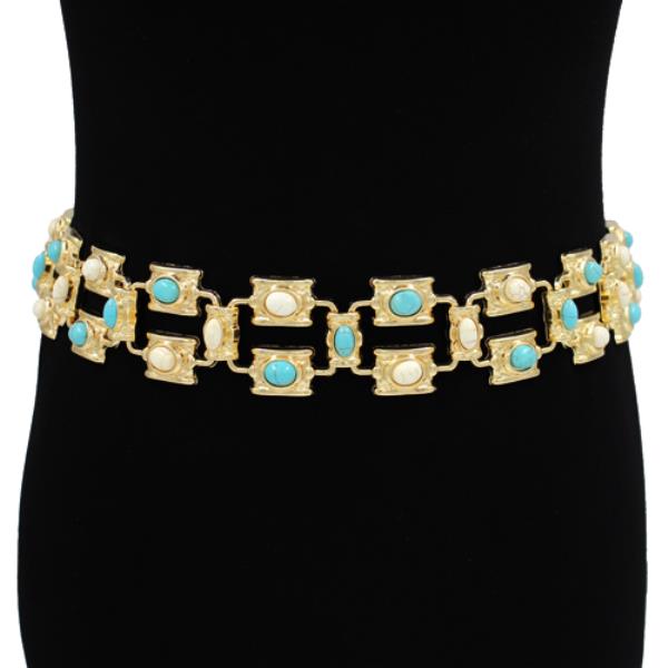 STONE LINK METAL CHAIN BELT