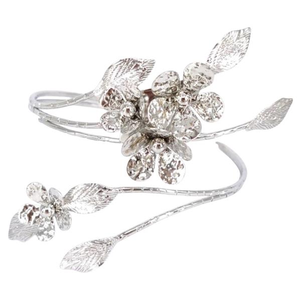 FLOWER BRANCH OPEN ARM CUFF BRACELET
