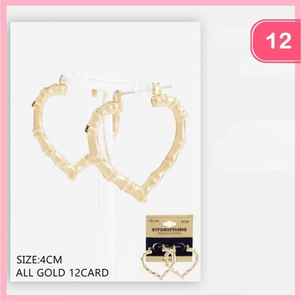 HEART BAMBOO HOOP EARRINGS (12 UNITS)