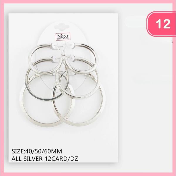 METAL HOOP EARRINGS SET (12 UNITS)