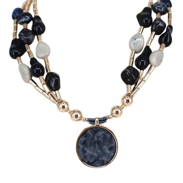 STONE BEADED PENDANT STATEMENT NECKLACE