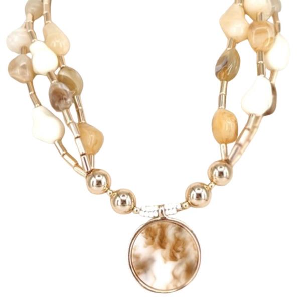 STONE BEADED PENDANT STATEMENT NECKLACE