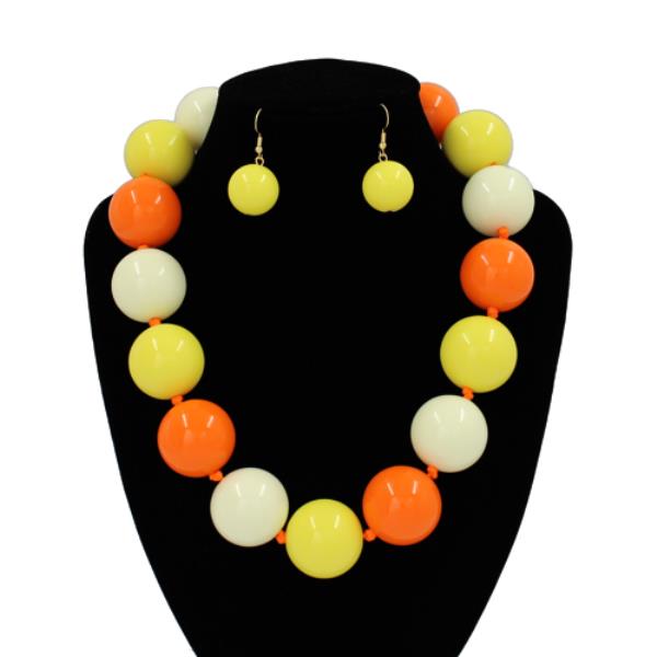 BEAD MULTI STRAND NECKLACE EARRING SET