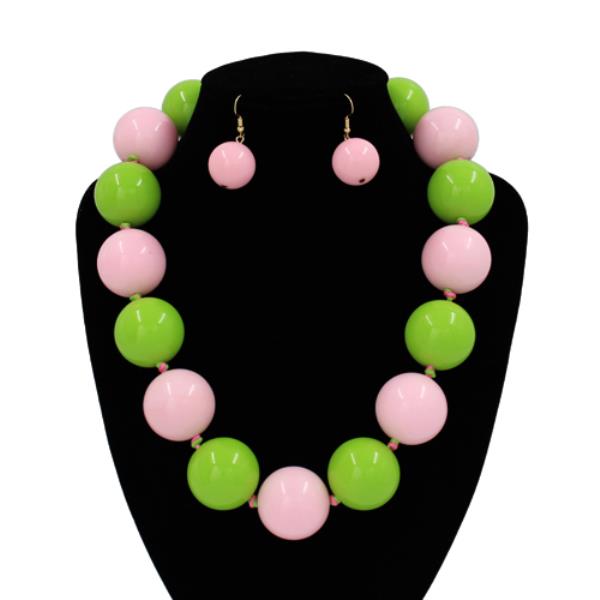 BEAD MULTI STRAND NECKLACE EARRING SET