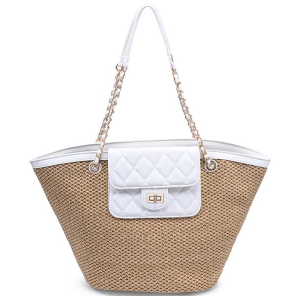 WOVEN RAFFIA LANDON TOTE BAG