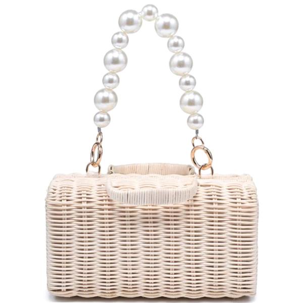 RECTANGULAR HANDWOVEN STRAW EVERLY EVENING BAG