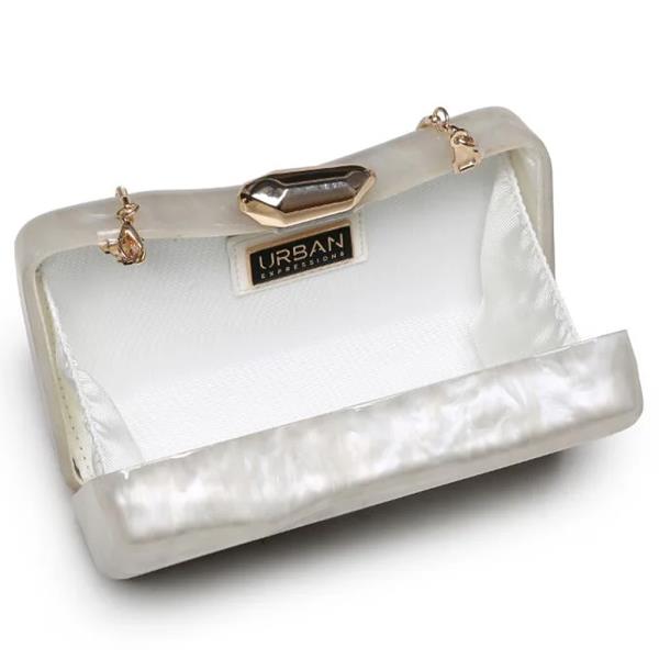 RIGID PEARLESCENT ARCYLIC SHELL OAKLYNN EVENING BAG
