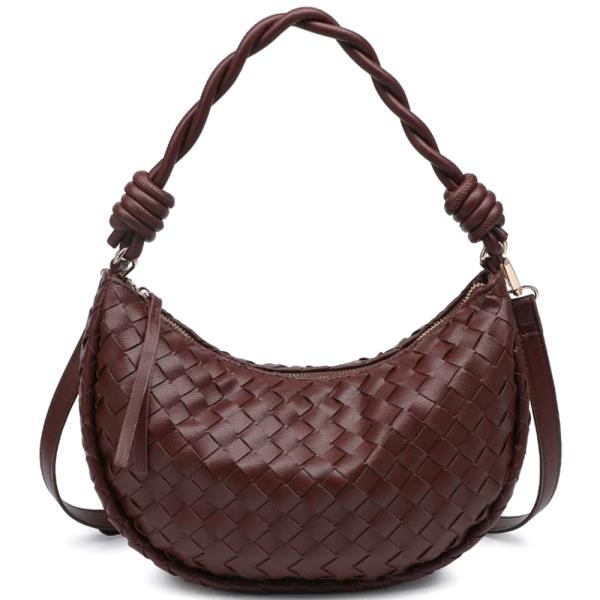 WOVEN BRAIDED VIOLET SHOULDER HOBO BAG