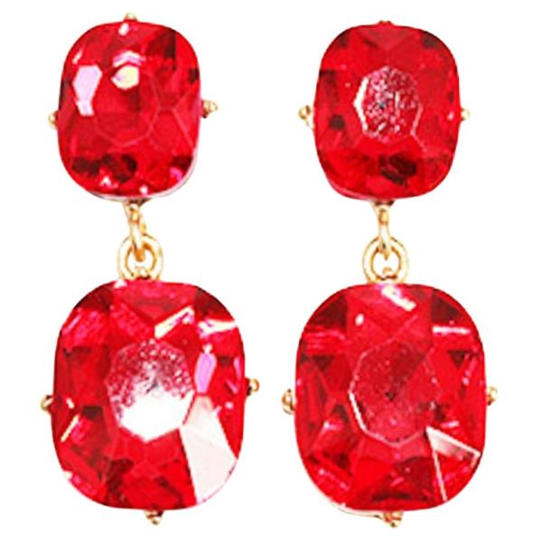 SQUARE CRYSTAL STONE DANGLE EARRING