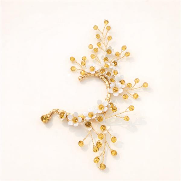 AMBER CRYSTAL FLORAL EAR CUFF