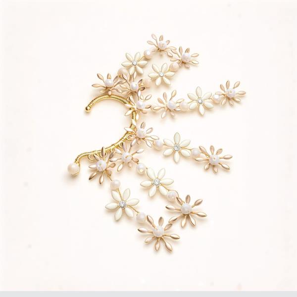 MINI FLOWER EAR CUFF WITH PEARLS